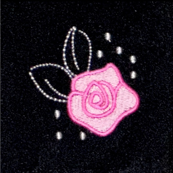 Baby Girls Size 6-9 Months Black & White Outfit with Pink Rose Embroidery - Picture 5 of 6